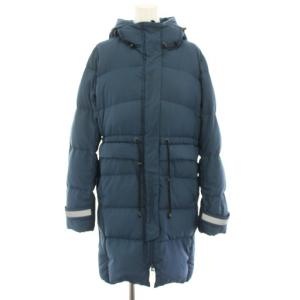 ゴルフ GOLF ダウンコート ベンチコート アウター フード ロゴ刺繍 フェイクファー L 紺 ネイビー