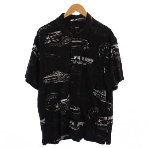DROP TOP RESORT SHIRT シャツ 半袖 総柄 L 黒 BU00181 /BM