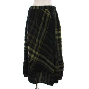 センソユニコ フレアスカート ロング チェック 40 黒 緑 09222103 /YM