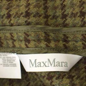 Max Mara テーラードジャケット ウール カシミヤ混 千鳥格子 背抜き 44 カーキ 茶 /G