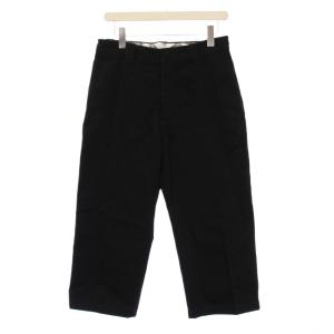 23SS WIDE PANTS ワイドパンツ スラックス ジップフライ ロゴ ワンポイント S 黒 ブラック