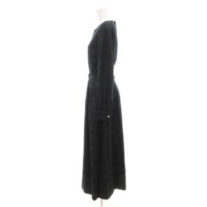 MARGARET HOWELL シャツワンピース ブラックウォッチ バックボタン マキシ ロング チェック柄 ベルト 2 緑 グリーン