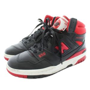 New Balance スニーカー ハイカット レザー US9 ブラック レッド BB650RBR