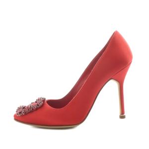 MANOLO BLAHNIK パンプス サテン 35.5 レッド