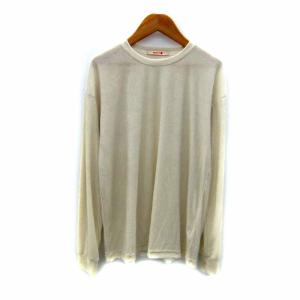 ベロアジャージー オーバーカットソー 長袖 ラウンドネック 無地 S オフホワイト 35034403001