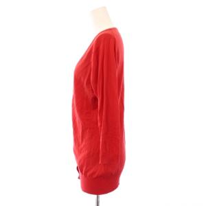 JOHN SMEDLEY ニットカーディガン 長袖 Vネック 薄手 ワンカラー 無地 L 赤 レッド /BB