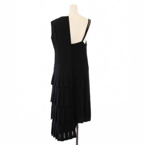 Tao AD2008 ワンピース アシンメトリー ひざ丈 ノースリーブ キャミソール Vネック 切替 ウール S