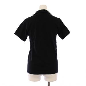 COMME des GARCONS SHIRT ポロシャツ 半袖 丸襟 ストレッチ フリル ワンカラー XS 黒 ブラック /BB