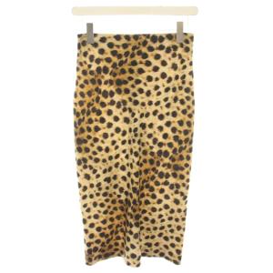 スカート ロング タイト アニマル柄 ヒョウ柄 レオパード柄 絹 シルク タグ付き 01 S ベージュ