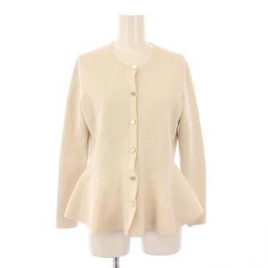 ニットカーディガン 長袖 クルーネック ストレッチ フレア 38 ピンクベージュ /BB