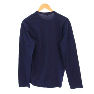 COMME des GARCONS HOMME AD2011 Tシャツ ロンT 長袖 クルーネック ウール 切替 チェック柄 M 紺 ネイビー /BB