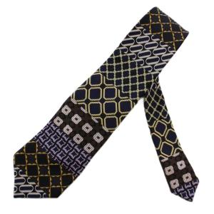 ネクタイ 総柄 切替 シルク 日本製 茶 黒 紫 /BM