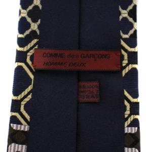 Comme des Garçons Homme Deux ネクタイ 総柄 切替 シルク 日本製 茶 黒 紫 /BM