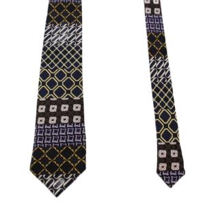 Comme des Garçons Homme Deux ネクタイ 総柄 切替 シルク 日本製 茶 黒 紫 /BM