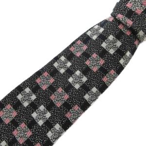 ネクタイ 絹 シルク 格子柄 ブラック ホワイト ピンク /UO