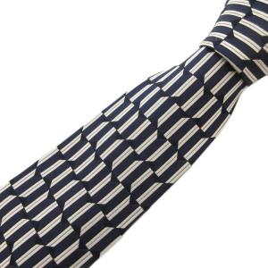 ネクタイ 絹 シルク 幾何学模様 パターン 総柄 紺 ネイビー /UO