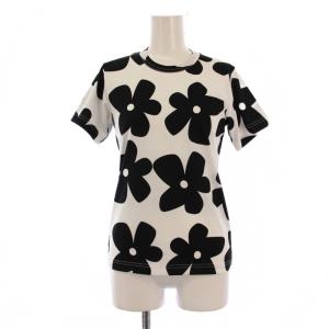 AD2021 Tシャツ カットソー 半袖 クルーネック 花柄 XS 白 黒 GI-T032 /BM