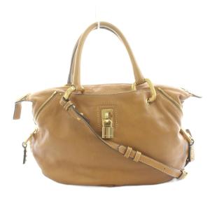 ショルダーバッグ ハンドバッグ 2WAY レザー スタッズ 茶 ブラウン /KU