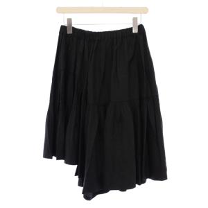 COMME des GARCONS AD2007 フレアスカート ギャザー イージー ひざ丈 ウエストゴム アシンメトリー SS 黒 ブラック