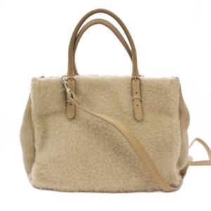 BALENCIAGA ペーパーミニ ファー ハンドバッグ 2WAY アイボリー 305572