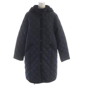 キルティング コート ジャケット ロング 中綿 L 黒 ブラック フード パイピング 43-19-0422-819