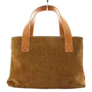 Cマカダム ハンドバッグ スエード レザー 茶 ブラウン /AN19 D OH