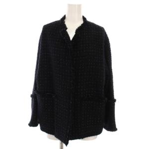 23AW ツイードジャケット ウール アウター 36 紺 ネイビー 黒 ブラック 22010900230030