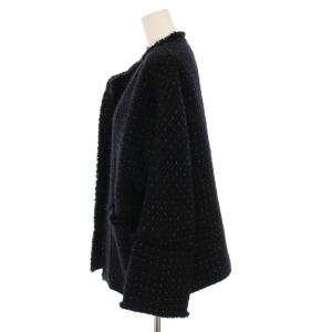 IENA 23AW ツイードジャケット ウール アウター 36 紺 ネイビー 黒 ブラック 22010900230030