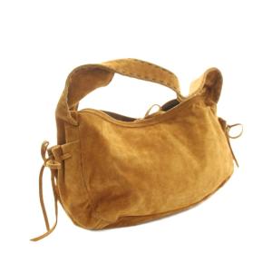 PRADA ワンハンドルバッグ ハンドバッグ スエード ロゴ型押し 茶 ブラウン /YT OH