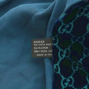 GUCCI GG柄 マフラー ベルベット シルク 絹 紺 ネイビー /AN9 OH
