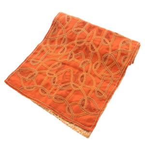 DRIES VAN NOTEN マフラー ストール ザリ刺繍 ビーズ装飾 シルク オレンジ