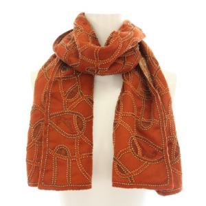 DRIES VAN NOTEN マフラー ストール ザリ刺繍 ビーズ装飾 シルク オレンジ