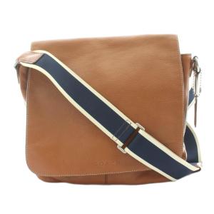 ヘリテージ ウェブレザーマップバッグ ショルダーバッグ フラップ レザー チャーム 茶 ブラウン F70555