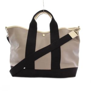 スコッチグレインネオレザー トートバッグ 2WAY ショルダーバッグ グレージュ 黒 /YM