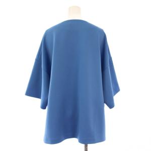 ADORE 24SS オーバルカットワークブラウス シャツ 七分袖 スキッパー ストレッチ 38 青 ブルー 5314110509