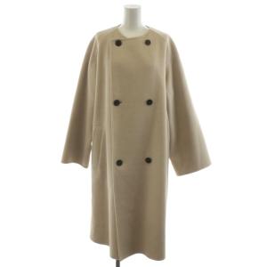 ウールダブルフェイス カラーレストレンチコート ノーカラーコート ロング丈 アウター 36 ベージュ 23-08-14-08001