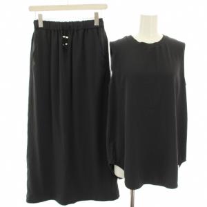 セットアップ 上下 ノースリーブカットソー ダブルクロスドロストスカート ロング マキシ 0 1 グレー