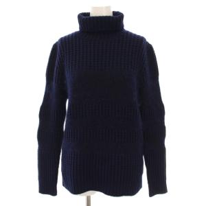 セーター ニット タートルネック 長袖 S 紺 ネイビー ワッフル編み LETROYES-C /YM