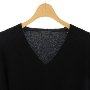 PRADA 2014年製 カシミヤ ニット セーター Vネック 長袖 46 黒 UMN480 /TK