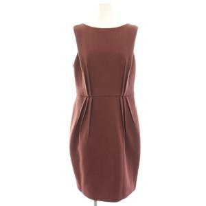 ワンピース ひざ丈 ノースリーブ タック 3 ボルドー 267024 /HN
