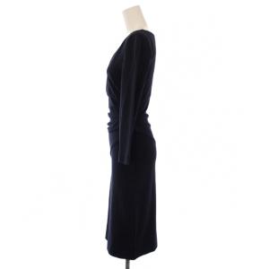 DIANE von FURSTENBERG ワンピース ひざ丈 七分袖 Vネック ナイロン 2 紺 /BM