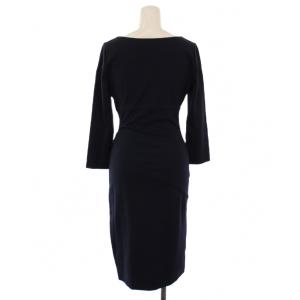 DIANE von FURSTENBERG ワンピース ひざ丈 七分袖 Vネック ナイロン 2 紺 /BM