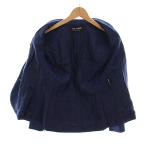 jun ashida セットアップ 上下 タイトスカート ひざ丈 ノーカラージャケット シルク 7 紺 ネイビー PT3301