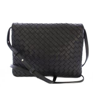 BOTTEGA VENETA イントレチャート ショルダーバッグ レザー ブラック B07814354Y