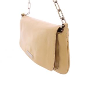 GUCCI ワンショルダーバッグ レザー チェーン ロゴ バイカラー ベージュ シルバーカラー /BB OH