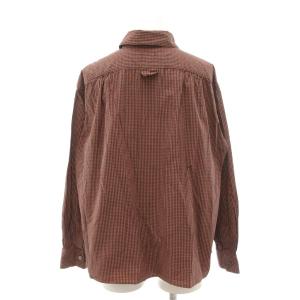 MARGARET HOWELL シャツ ブラウス 長袖 ギンガムチェック コットン 1 オレンジ系 黒 ブラック /NU