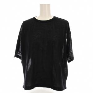 25AW ニット Tシャツ カットソー 半袖 38 黒 ブラック シアー スパンコール KRWOGA0256