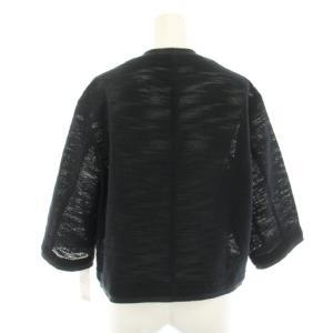 23区 25AW サマーツイード 7分袖ジャケット ノーカラージャケット アウター タグ付き 38 紺 ネイビー