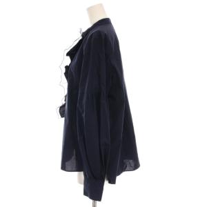 Nolley's 25AW パール釦ビブヨーク4WAYフリルブラウス シャツ 長袖 38 紺 ネイビー 5-0035-5-01-009