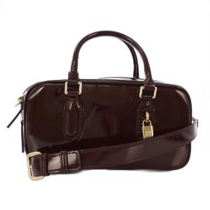 25AW ミニボストン ショルダーバッグ 2WAY エナメル 茶 SWGB254631 /BM